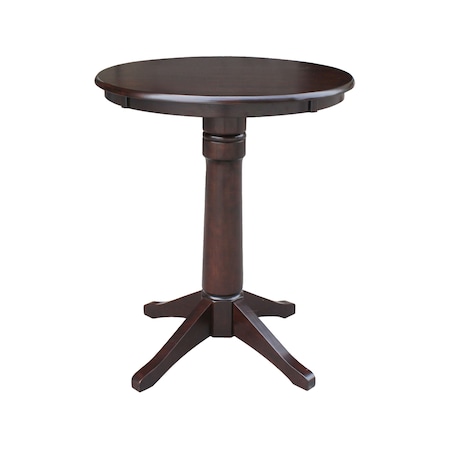 International Concepts Round 30 in Round Top Pedestal Table, 34.9 inH, Rich Mocha, 30 W, 30 L, 35.9 in H, Wood, Rich Mocha K15-30RT-27B-6B